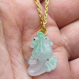 14K Jade Frog Pendant With Necklace